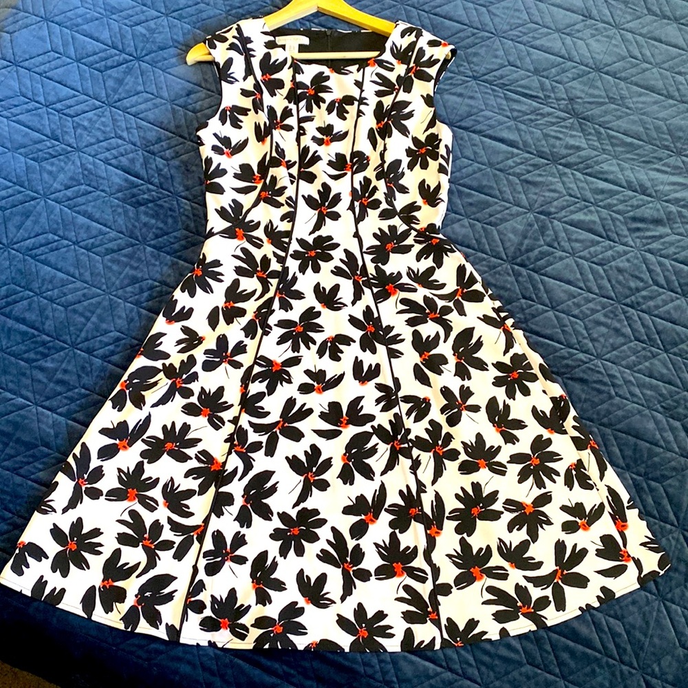 London Times Floral Print Fit and Flare Dress Size 6